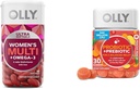 OLLY Ultra Femmes Multi Softgels & Probiotic + Gummy prébiotique, soutien digestif et santé Gut, 500 millions d'UFC, fibre, supplément à croquer pour les hommes et les femmes, pêche, 30 jours d'approvisionnement - 30 comtes