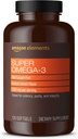 Amazon Elements Super Omega-3, EPA & DHA Omega-3 fatty acids (1280 mg per Serving, 2 Softgels), Natural Lemon Flavor, 120 Count (Packaging may vary)
