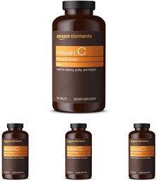Éléments Vitamine C 1000mg, soutient un système immunitaire sain, végétalien, 300 comprimés, 10 mois d'approvisionnement (paquet de 4)