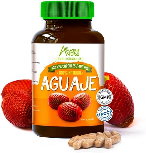   Andes Aguaje Capsules - Female Health Supporter and Hormone Balancer - Wild Harvested in Peru and sustainably sourced - Non GMO, Fairly Traded & Gluten Free - Buriti 100 Vegan Pills (400mg)