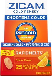 Zicam Cold Remedy Zinc Rapidmelts, Citrus Flavor, 25 Count (Pack of 2)