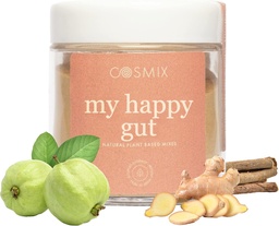 Cosmix My Happy Gut, pour l'amélioration de la digestion, Bloating et la santé globale Gut, naturel, végétale, mélange de superaliments, fait jusqu'à 40 portions, sucre ajouté, Vegan 50 G (paquet de 1) brun