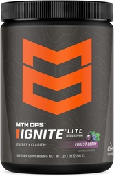 MTN OPS Ignite Lite Energy Drink Powder Gluten Free Nitric Oxide Complement Drink Mix, L Arginine, L Citrulline, Caféine et Nootropic Sugar Free Drink Mix, 45 portions, Forest Berry