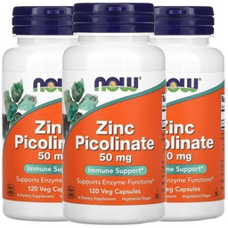 Nourriture maintenant Nourriture Picolinate de zinc, 50 mg, 120 capsules de légumes, 3 boîtes