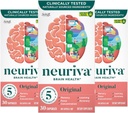 NEURIVA Original Brain Supplement for Memory, Focus & Concentration + Learning & Accuracy with Clinically Tested Nootropics Phosphatidylserine and Neurofactor, Caffeine Free, 30 Capsules (3 Pack)