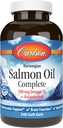 Carlson - Salmon Oil Complete, 700 mg Oméga-3s + Astaxanthine, Soutien cardiovasculaire, Fonction cérébrale et santé articulaire, Norvégien, 240 Softgels
