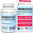Dr Berg Probiotic Supplement (60 milliards d'UFC) - Aide à faciliter la constipation occasionnelle, la diarrhée, le gaz et le blottis* - Pré et probiotiques pour la santé digestive - 30 capsules probiotiques