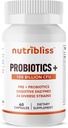 Probiotiques pour les femmes et les hommes Enzymes digestifs avec prébiotiques 100 milliards CFU 34 souches soutient la constipation, la diarrhée, le gaz et le ballonnement (60 capsules)