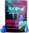 Gommies monohydratées créatine 5G - Delicious Blue Raspberry Flavor, Max Strength for Muscle Growth, Absorbation rapide pour les hommes et les femmes - Premium All Natural, Lab Tested - 30 portions
