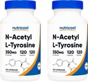 Nutricost N-Acetyl L-Tyrosine (NALT) 350mg, 120 Capsules (2 Bottles) - Gluten Free, Non-GMO