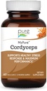 PURE ESSENCE LABS MyPure Cordyceps - Supplément de champignons biologiques - Extrait de champignons 100% réel - Meilleur pour le soutien immunitaire, le stress, construire l'énergie pour les hommes et les femmes adultes (60 capsules)