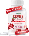 Advanced Kidney Cleanse Detox & Repair - 24-in-1 Kidney Support Supplement with Herbal Formula for Kidney & Urinary Tract Health - Non-GMO, Made in USA, 60 Capsules