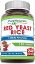 Pure Naturals Red Yeast Riz 1200 Mg par portion, 240 Capsules Supplément.