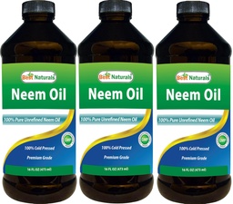 Best Naturals 100% Pure Neem Oil, 100% Cold Pressed and Unrefined - 16 OZ (3 Bottles)