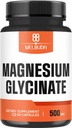 Magnesium Glycinate Supplement with 20% Purified - 500mg for Brain Health, Bone Health, Energy Production, Comfortable Mood & Muscle - 90 Capsules - Providing 100mg Elemental Magnesium