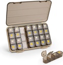 Organisateur de pilules 4 fois par jour, 7 jours Pill Box 4 fois par jour - Acedada Weekly Medicine Box Organisateur avec cas séparé, distributeur quotidien portable de pilules pour suppléments d'huiles de poisson de vitamine, brun