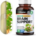 Supplément de soutien du cerveau BIO KRAUTTER - 100 Compte - 1300 mg Mélange d'Ashwagandha, de Panax Ginseng et de Ginkgo Biloba - Vegan, No Fillers