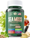 Sea Moss 12000mg Black Seed Oil 6000mg Ashwagandha 3000mg Turmeric 1000mg Bladderwrack 2000mg Burdock 3000mg & Vitamin C & D3 with Elderberry Manuka Dandelion Yellow Dock Iodine Chlorophyll ACV