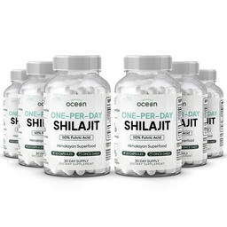 Organics Ocean Shilajit 1 par jour pour les hommes et les femmes - Supplément Shilajit naturel et Potent pour la défense de l'âge, la force osseuse, le soutien hormonal et plus - 6 capsules Shilajit