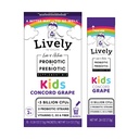 Lively (by GoLive) KIDS CONCORD GRAPE Synbiotic (Probiotics+Prebiotics); 5 Clinical Strains; +5 Billion CFUs. Probiotics & Prebiotics KIDS for Digestion, Metabolism, Immunity. (10 Packs)