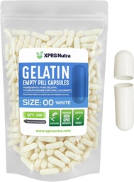 XPRS Nutra Size 00 Empty Capsules - 100 Count Empty Gelatin Capsules - DIY Capsule Filling - Fillable Pill Gel Caps for Do-It-Yourself Supplements (White)