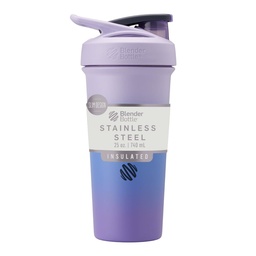 BlenderBottle Sport Sleek Inoxydable en acier inoxydable avec fouet de fil, 25-Ounce, Lavande Ombre – Secoues protéiques et hydratation pour les athlètes et les passionnés de fitness, mélange facile, mince facile à tenir, garde les boissons froides et verrouillables
