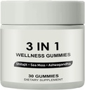 3 sur 1 Gummies, 3 sur 1 Gummies de Shilajit pour hommes, Gummies de Bien-Être de Shilajit (Shilajit + Moss de mer + Ashwagandha), Gummies de Shilajit pour hommes, non-OGM