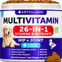 Multivitamine de chien à croquer avec la glucosamine 26 en 1 - Vitamines et suppléments de chien - Multivitamine de chien et de chiot pour chiens - Soutien conjoint pour animaux de compagnie Santé - Immunité, mobilité, peau de gueule - 120 Chews