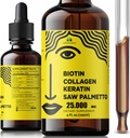Liquid Biotin Collagen Keratin 4fl oz Liquid Supplements for Women - Comprehensive Formula Hair Skin Nails Supplement with 10000mcg Collagen 5000 mcg Biotin 5000 mcg Keratin 5000 mcg Saw Palmetto