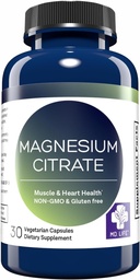MD. Life Magnesium Citrate 250 mg – 30 Capsules – High Absorption Magnesium Citrate Supplement – Easy-to-Swallow Capsules for Muscle, Nerve, Heart, Sleep and Bone Support
