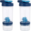 Amazon Basics Protein Shaker Bottle with Mixer Ball, Cups for Shakes, 20 oz, 2-Pack, Blue, 11.8x9x23 cm