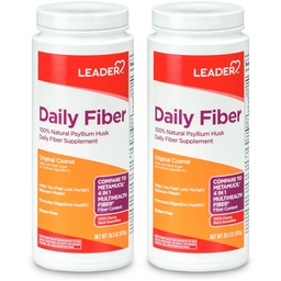 LEADER Psyllium Husk Supplément en poudre 4-en-1 Fibre pour la santé digestive, base végétale 100% naturel Psyllium Husk Fibre quotidienne, sans gluten, non-OGM, Comparer au métamucil 20.3 OZ (paquet de 2)
