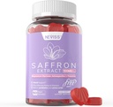 Saffron Supplements Gummies 100mg - 100% Pure Saffron Extract with Magnesium Glycinate, L-Theanine, Turmeric, Ashwagandha, Honey & Vitamin B Complex for Mood & Power, Antioxidant, Vitality - 60 Count