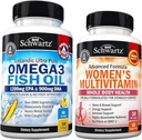 Multivitamine quotidienne pour les femmes Capsules (1 mois d'approvisionnement) Plus Triple Strength Omega 3 Huile de poisson Softgels (2 mois d'approvisionnement)