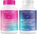 Pink Stork His and Hers Fertility Bundle: Suppléments de fertilité pour les femmes, Suppléments de fertilité pour les hommes, Fécondité Vitamine prénatale, Vitex, Inositol, Folate, Vitamine B6, 60 Capsules