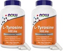 NOW Foods L-Tyrosine 500mg, 300 Capsules - Non GMO - Supports Mental Alertness - 500 mg Caps - Free Form Supplement (Pack of 2)