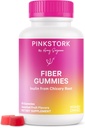 Gommies de fibre prénatale pour femmes - 3g Inuline prébiotique de la racine de chicorée - Adoucisseurs naturels de la grossesse et du tabouret postpartum pour la constipation et la santé digestive - 60 éponges de fibre végétalienne
