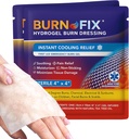 BurnFix® Plaquettes de gel Burn 4x4 Hydrogel Dressing - Technologie Heat SinkTM – Stérile à l'huile d'arbre à thé – Refroidissement instantané pour les brûlures de soleil, de cuisine, de produits chimiques – Premiers soins non stick, sans danger pour le visage et les enfants (2)
