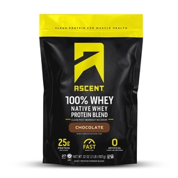 Ascence 100% poudre de protéines de lactosérum - Après l'entraînement Isolation de la protéine de lactosérum, Zéro arômes et édulcorants artificiels, sans gluten, 5,5g BCAA, 2,6g Leucine, acides aminés essentiels, chocolat 2 lb