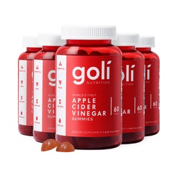Goli Apple Cider Vinegar Gummies - Worlds First ACV Gummy with Vitamin B12, Beetroot & Pomegranate - Vegan, Non-GMO, Gluten-Free, 300 Count (5 Pack)
