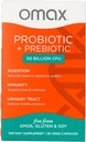 Omax Prébiotique et probiotique 50 milliards CFU + Inuline de chicorée, 10 souches, réduire le bloom, la digestion, SIBO, Gut de fuite, pH vaginal, Acidophilus, végétalien, sans produits laitiers, sans gluten, emballage Blister