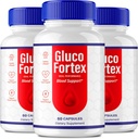 Gluco Fortex Capsules, GlucoFortex Support Supplement Pills - Maximum Strength, Gluco Fortex Health & Wellness All Natural Formula, Official GlucoFortex Health Capsules Reviews (3 Pack)