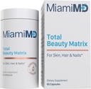 MiamiMD Total Beauty Matrix Collagen Supplements for Women - Collagen Capsules with Vitamin C for Hair, Skin and Nails - Cruelty Free - 60 Capsules
