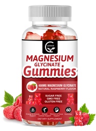 Magnesium Glycinate Gummies 400mg, Mg Potassium Supplement with Chelated Magnesium Malate Complex, Vitamin D, B6, and CoQ10, Supports for Memory, Calm, Mood & Sleep - 60 Count (Pack of 1)