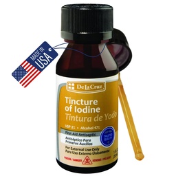 De La Cruz 2% Iodine First Aid Antiseptic, Made in USA 1 FL OZ (1 Bottle)