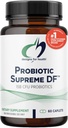 Designs for Health Probiotic Supreme DF - 15 milliards CFU Probiotique sans lait avec Acidophilus + Bifidobacterium Longum, GI + Supplément de soutien immunitaire ou Adultes, Hommes + Femmes (60 Caplets)
