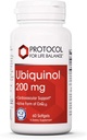 PROTOCOLE POUR LA BALANCE VIE Ubiquinol 200mg - Biodisponible CoQ10 Softgels - Heart Health Support - Oxidative Stress Quencher - Sans soja et sans lait - 60 Softgels
