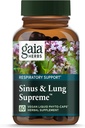 Gaia Herbs Sinus & Lung Supreme - Lung Support Supplement for Respiratory Health - Sinus Support -Vegan, Gluten-Free & Dairy Free - Plant-Based Formula - 60 Capsules