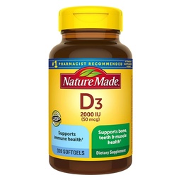 Nature faite vitamine D3 2000iu 320 Ct. Gels doux (emballage mai Vary)