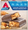Atkins Caramel Chocolat arachide Nougat Snack Bar, Protein Snack, Haute en fibre, 2g de sucre, Keto Friendly, 5 Compte